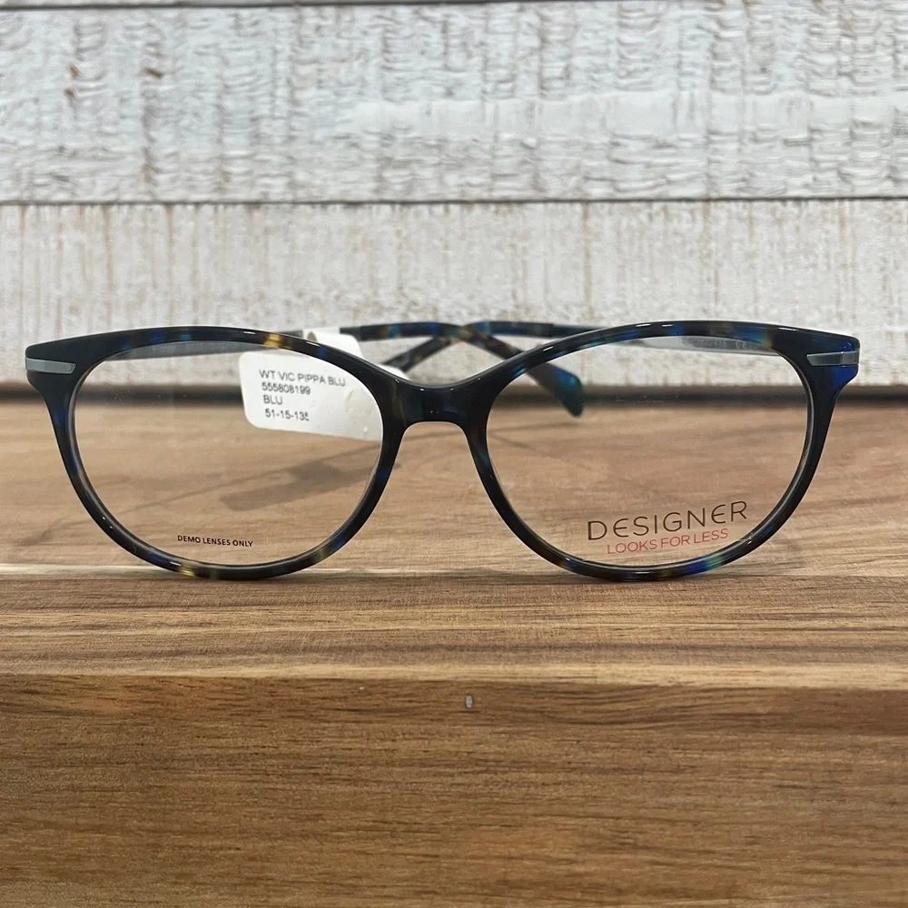 Designer Look WT VIC Pippa Blue Tortoise Square Semi Cat FRAMES 51-15-135 (NWT)